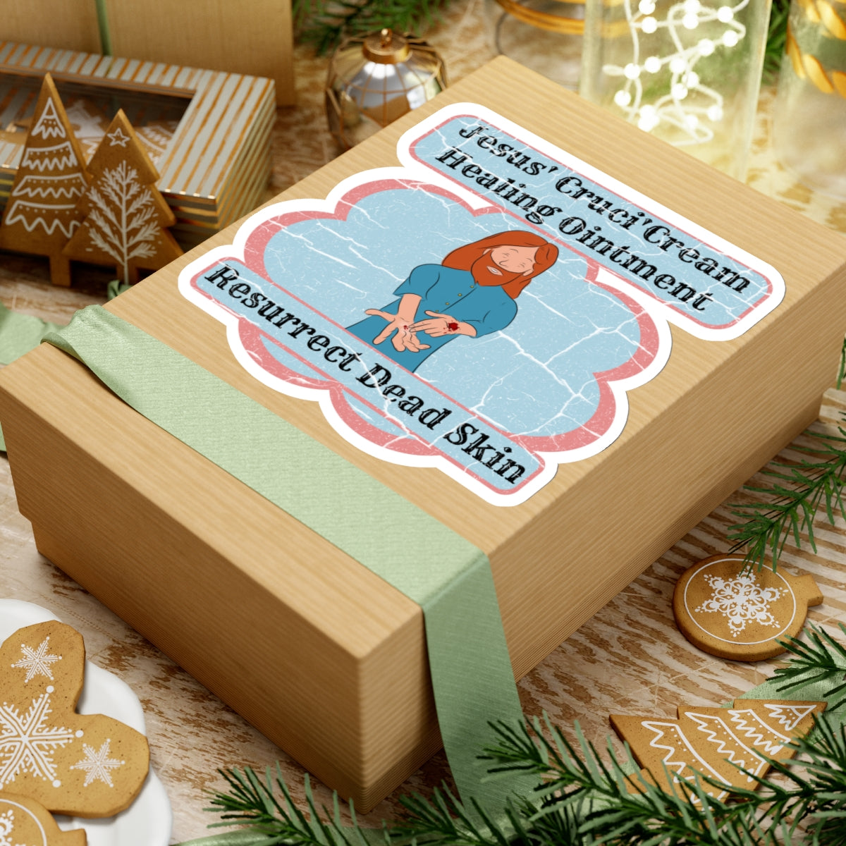 Jesus' Cruci'Cream Healing Ointment Sticker, Atheist Sticker, Agnostic Sticker, Science Sticker, Skeptic Sticker, Anti Religion