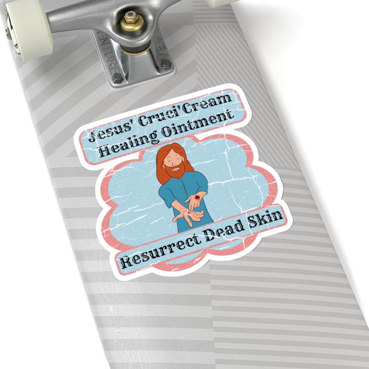 Jesus' Cruci'Cream Healing Ointment Sticker, Atheist Sticker, Agnostic Sticker, Science Sticker, Skeptic Sticker, Anti Religion