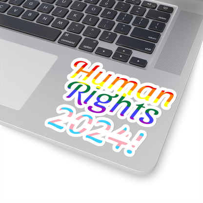 Human Rights 2024!, Trans Rights, LGBTQ Rights, Atheist Sticker, Agnostic Sticker, Political Sticker