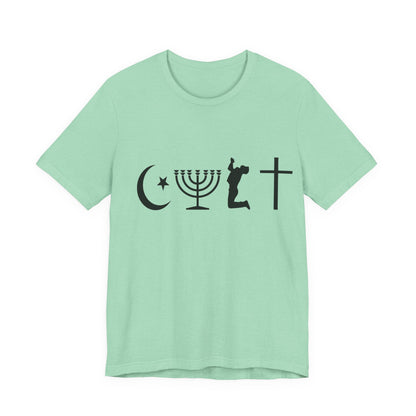 Cult Typography Shirt... Atheist Shirt, Anti Religion, Satire, Parody, Funny Gift, Science Shirt, Agnostic Shirt