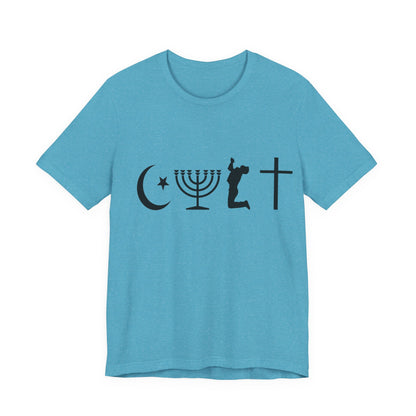 Cult Typography Shirt... Atheist Shirt, Anti Religion, Satire, Parody, Funny Gift, Science Shirt, Agnostic Shirt