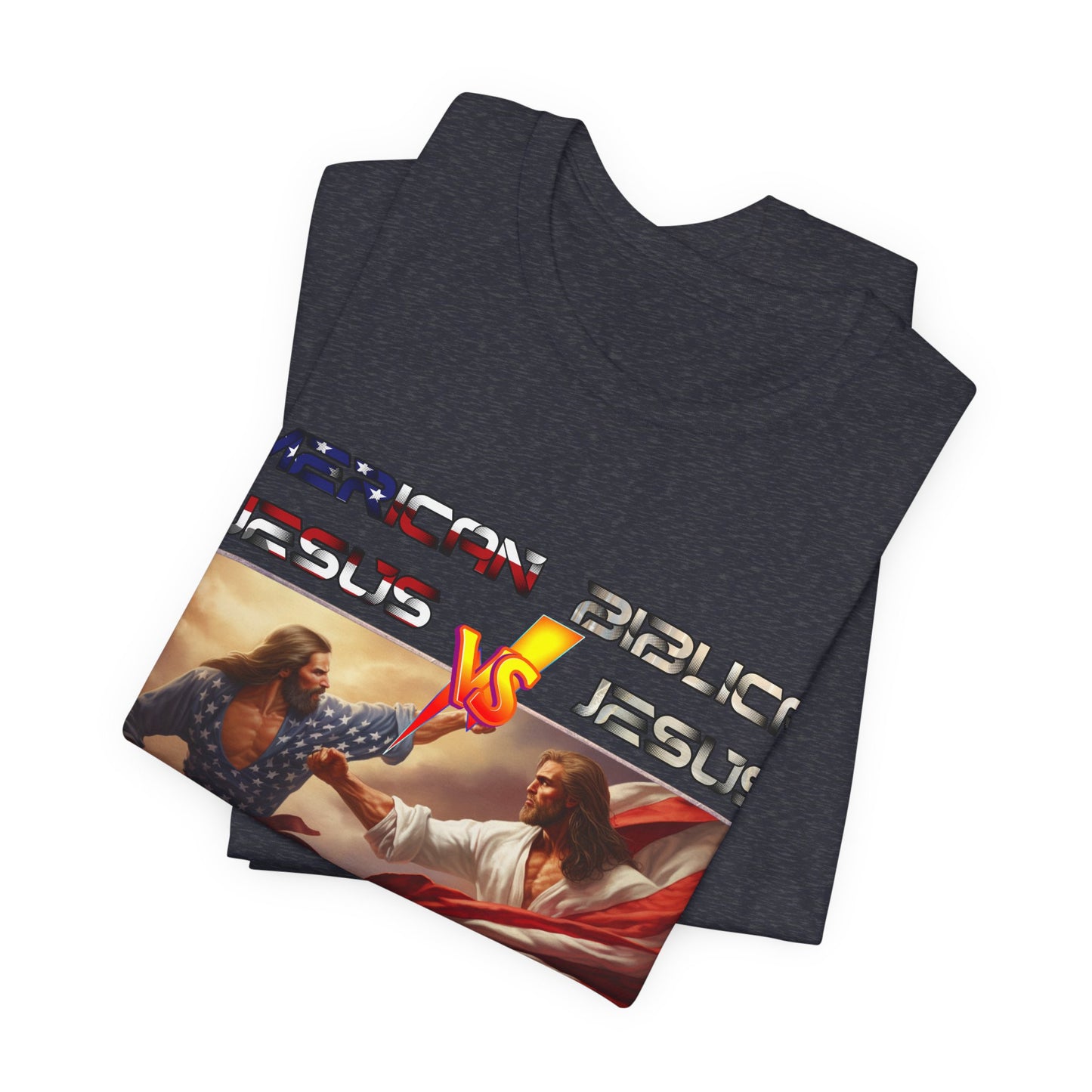American Jesus VS Biblical Jesus, Let The Battle Begin... Anti Republican, Satire, Parody, Funny Gift, Science Shirt, Agnostic Shirt