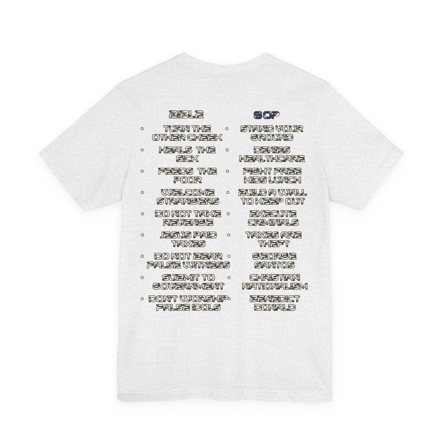 American Jesus VS Biblical Jesus, Let The Battle Begin... Anti Republican, Satire, Parody, Funny Gift, Science Shirt, Agnostic Shirt