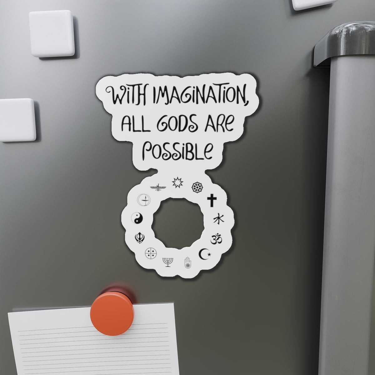 With Imagination All Gods Are Possible Magnet, Atheist Gift, Agnostic Gift, Science Gift, Anti Religion Gift, Parody Gift