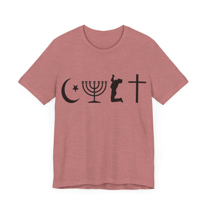 Cult Typography Shirt... Atheist Shirt, Anti Religion, Satire, Parody, Funny Gift, Science Shirt, Agnostic Shirt