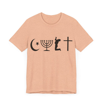 Cult Typography Shirt... Atheist Shirt, Anti Religion, Satire, Parody, Funny Gift, Science Shirt, Agnostic Shirt