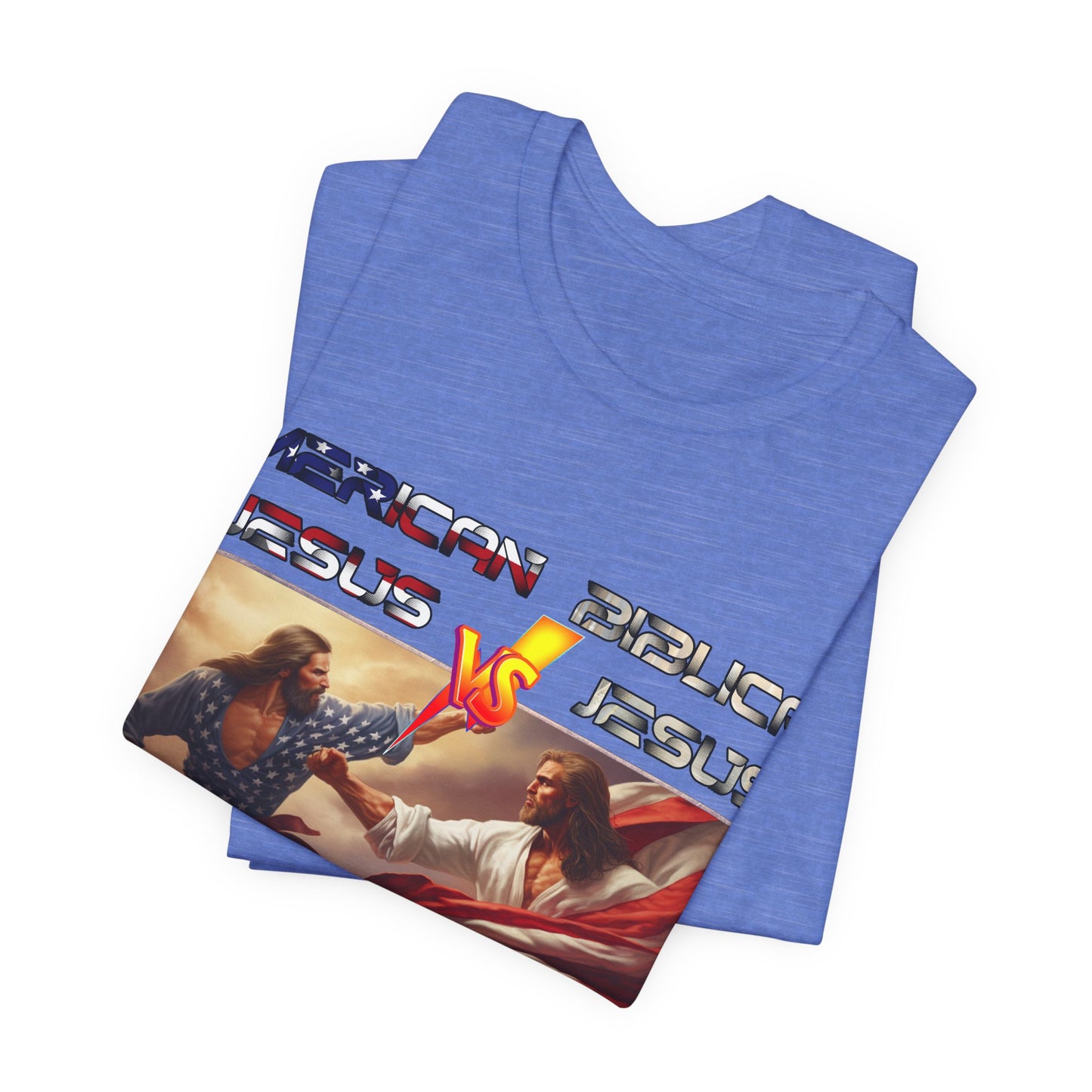 American Jesus VS Biblical Jesus, Let The Battle Begin... Anti Republican, Satire, Parody, Funny Gift, Science Shirt, Agnostic Shirt