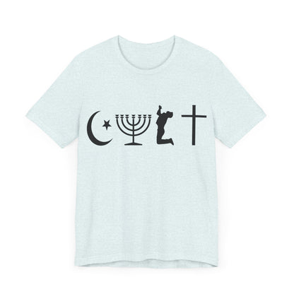 Cult Typography Shirt... Atheist Shirt, Anti Religion, Satire, Parody, Funny Gift, Science Shirt, Agnostic Shirt