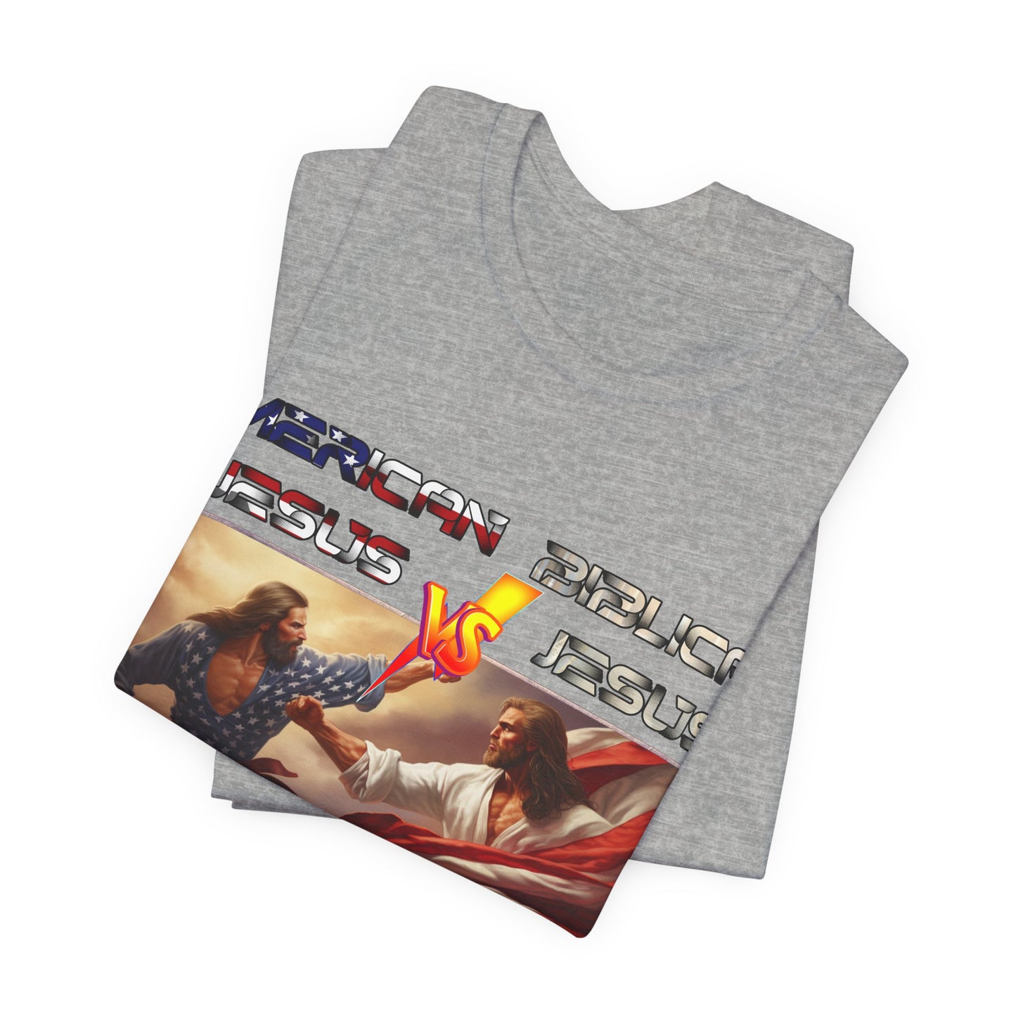 American Jesus VS Biblical Jesus, Let The Battle Begin... Anti Republican, Satire, Parody, Funny Gift, Science Shirt, Agnostic Shirt