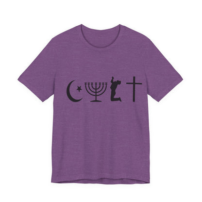 Cult Typography Shirt... Atheist Shirt, Anti Religion, Satire, Parody, Funny Gift, Science Shirt, Agnostic Shirt