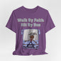 Walk By Faith, Hit By Bus!, Atheist Shirt, Anti Religion, Satire, Parody, Funny Gift, Science Shirt, Liberal Shirt