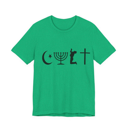 Cult Typography Shirt... Atheist Shirt, Anti Religion, Satire, Parody, Funny Gift, Science Shirt, Agnostic Shirt