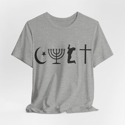 Cult Typography Shirt... Atheist Shirt, Anti Religion, Satire, Parody, Funny Gift, Science Shirt, Agnostic Shirt