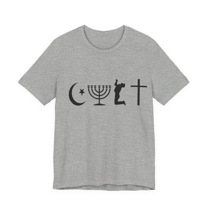 Cult Typography Shirt... Atheist Shirt, Anti Religion, Satire, Parody, Funny Gift, Science Shirt, Agnostic Shirt