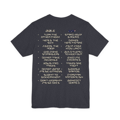 American Jesus VS Biblical Jesus, Let The Battle Begin... Anti Republican, Satire, Parody, Funny Gift, Science Shirt, Agnostic Shirt