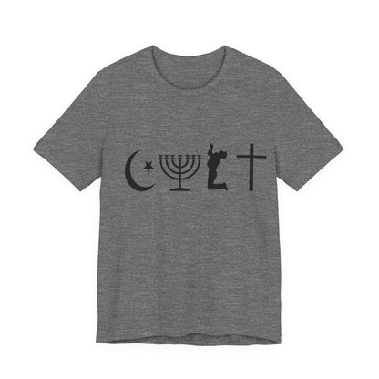 Cult Typography Shirt... Atheist Shirt, Anti Religion, Satire, Parody, Funny Gift, Science Shirt, Agnostic Shirt