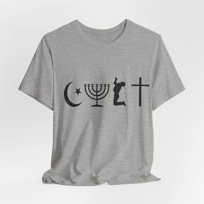 Cult Typography Shirt... Atheist Shirt, Anti Religion, Satire, Parody, Funny Gift, Science Shirt, Agnostic Shirt