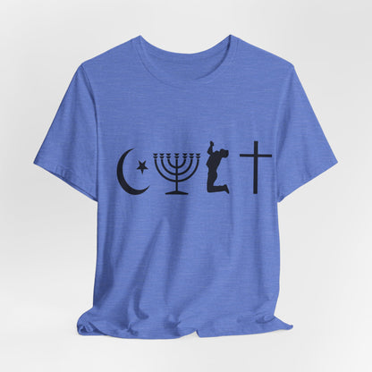 Cult Typography Shirt... Atheist Shirt, Anti Religion, Satire, Parody, Funny Gift, Science Shirt, Agnostic Shirt