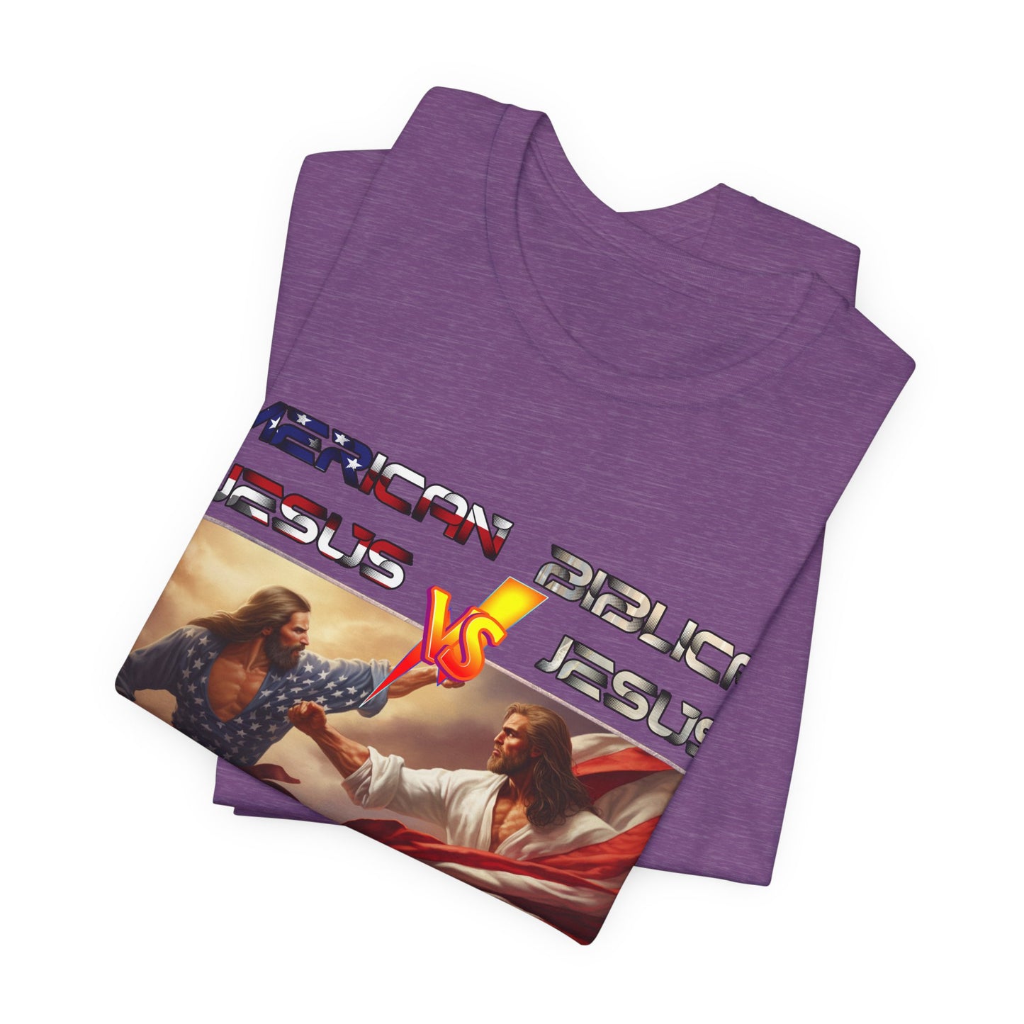 American Jesus VS Biblical Jesus, Let The Battle Begin... Anti Republican, Satire, Parody, Funny Gift, Science Shirt, Agnostic Shirt