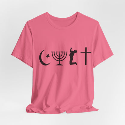 Cult Typography Shirt... Atheist Shirt, Anti Religion, Satire, Parody, Funny Gift, Science Shirt, Agnostic Shirt