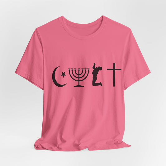 Cult Typography Shirt... Atheist Shirt, Anti Religion, Satire, Parody, Funny Gift, Science Shirt, Agnostic Shirt