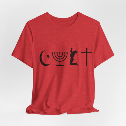 Cult Typography Shirt... Atheist Shirt, Anti Religion, Satire, Parody, Funny Gift, Science Shirt, Agnostic Shirt