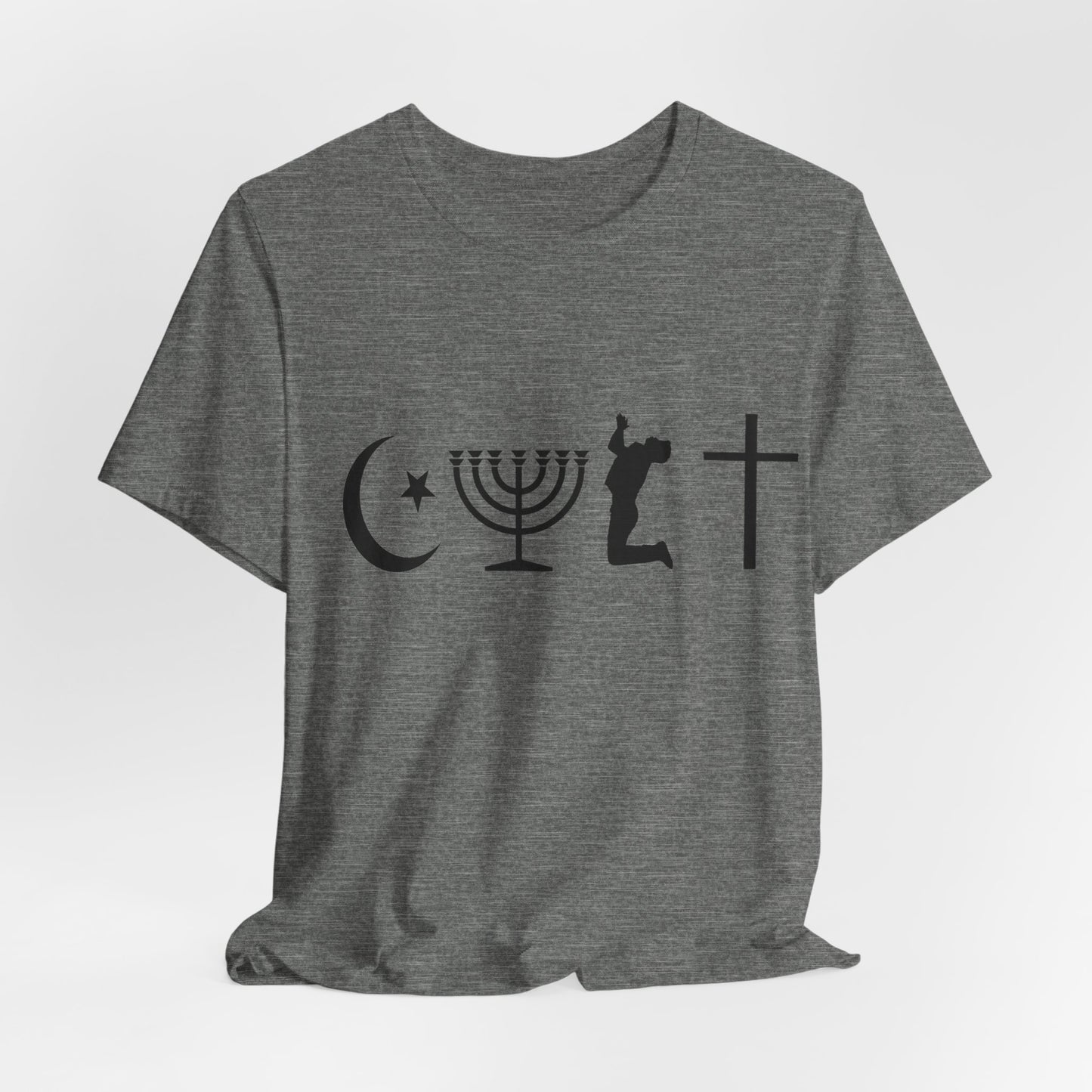 Cult Typography Shirt... Atheist Shirt, Anti Religion, Satire, Parody, Funny Gift, Science Shirt, Agnostic Shirt
